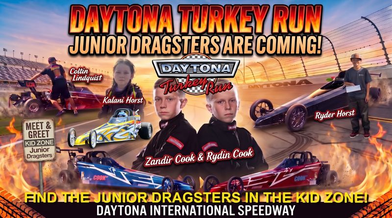 Junior Dragsters coming to the Daytona Turkey Run Kid Zone