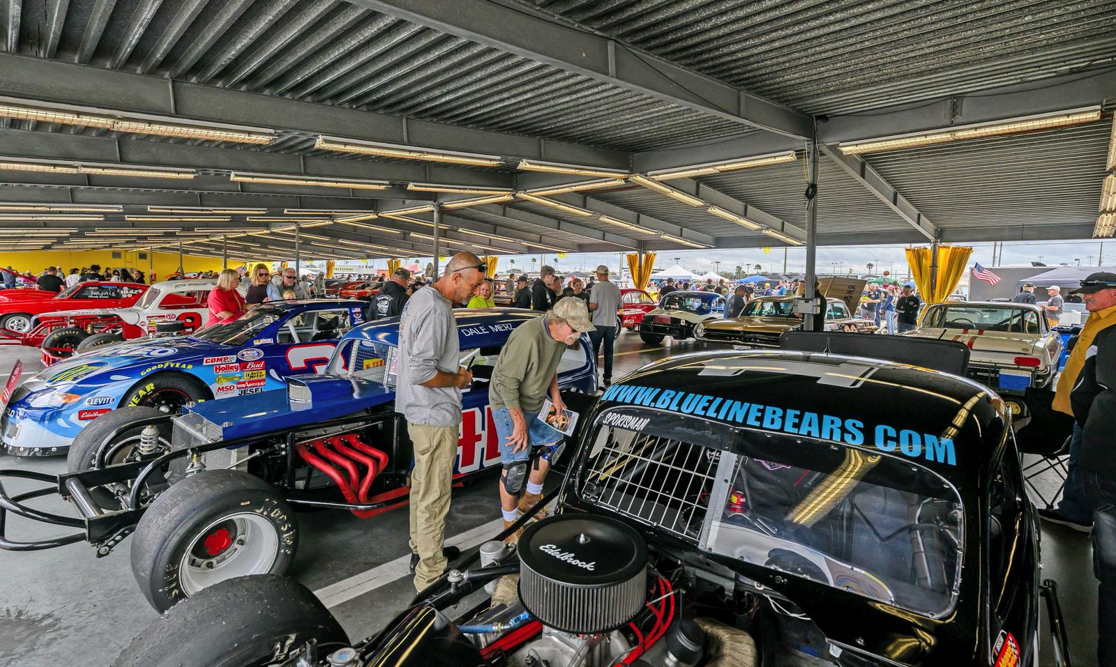 Race cars on display